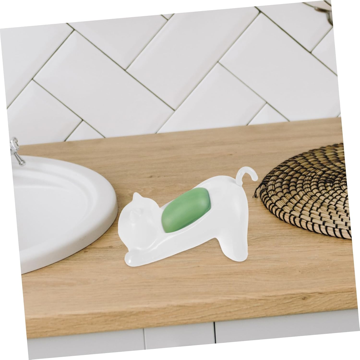 SKISUNO Cute Cat-Themed Self-Draining Soap Dish