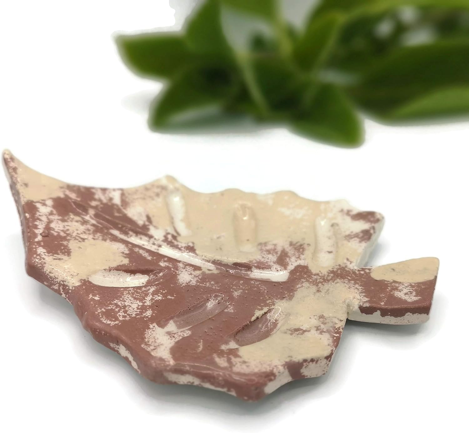 Handmade Brown Leaf Ceramic Soap Dish for Bar Soap AutumnSoapHolder