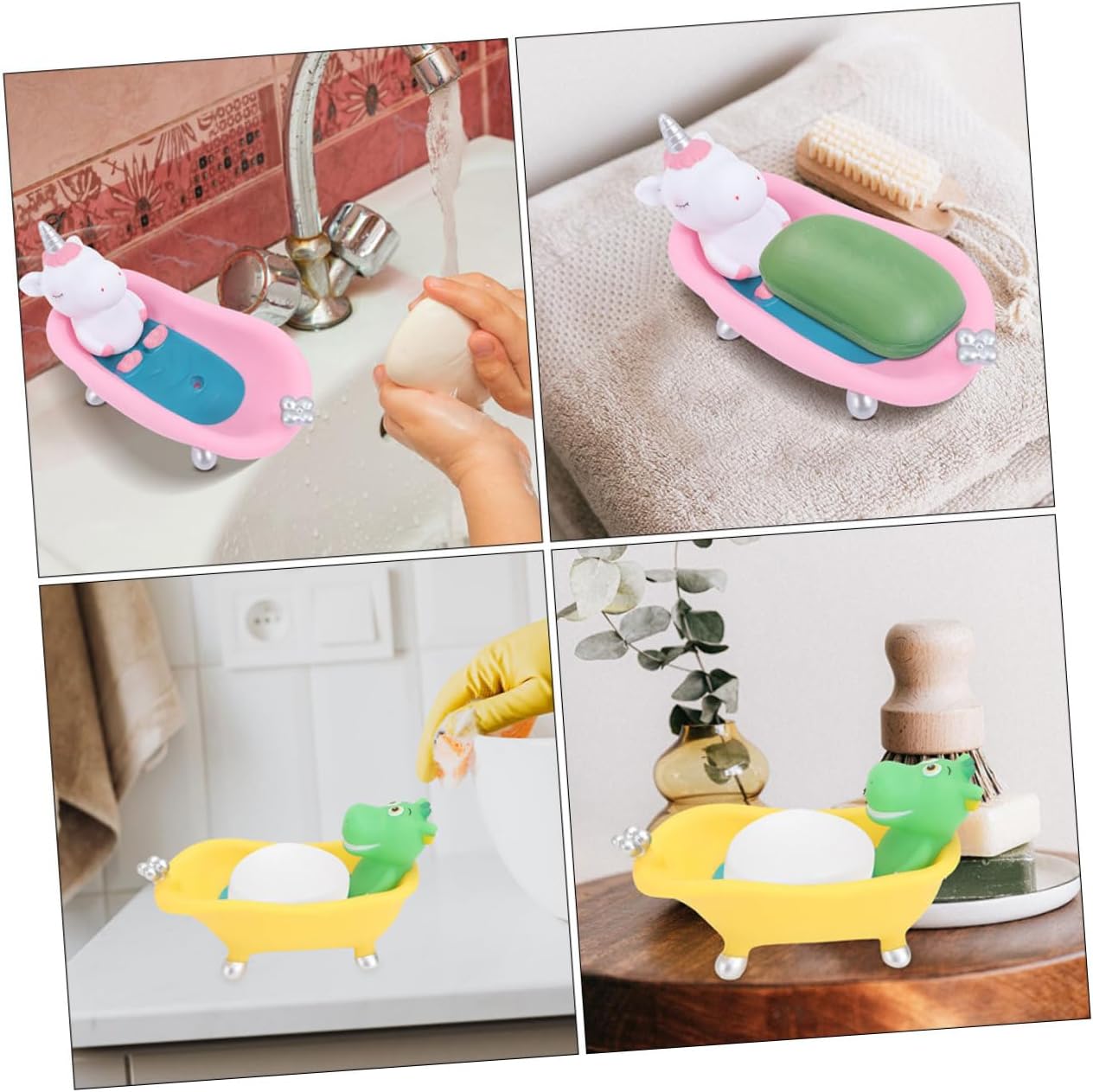 2pcs Cute Cartoon Animal Soap Holder Draining Tray for Bathroom