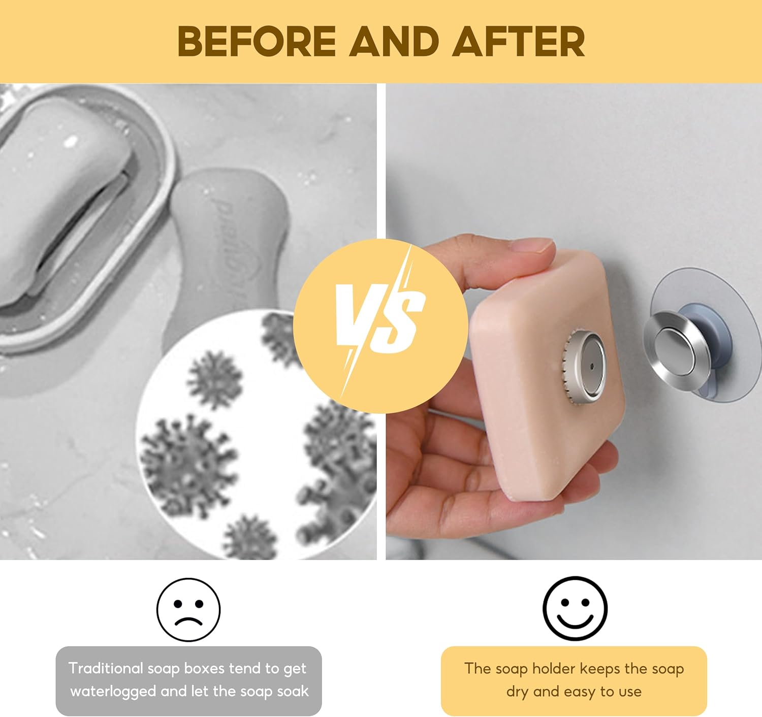 Durable Magnetic Soap Holder with Suction Cup for Bathroom Kitchen Use