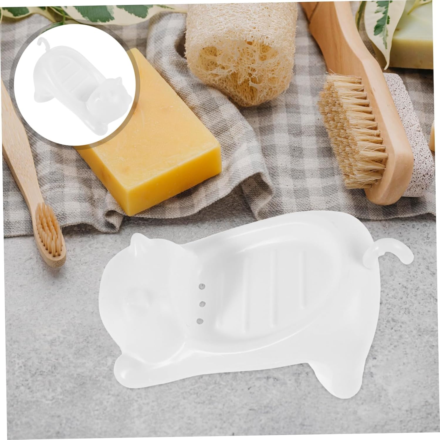 SKISUNO Cute Cat-Themed Self-Draining Soap Dish
