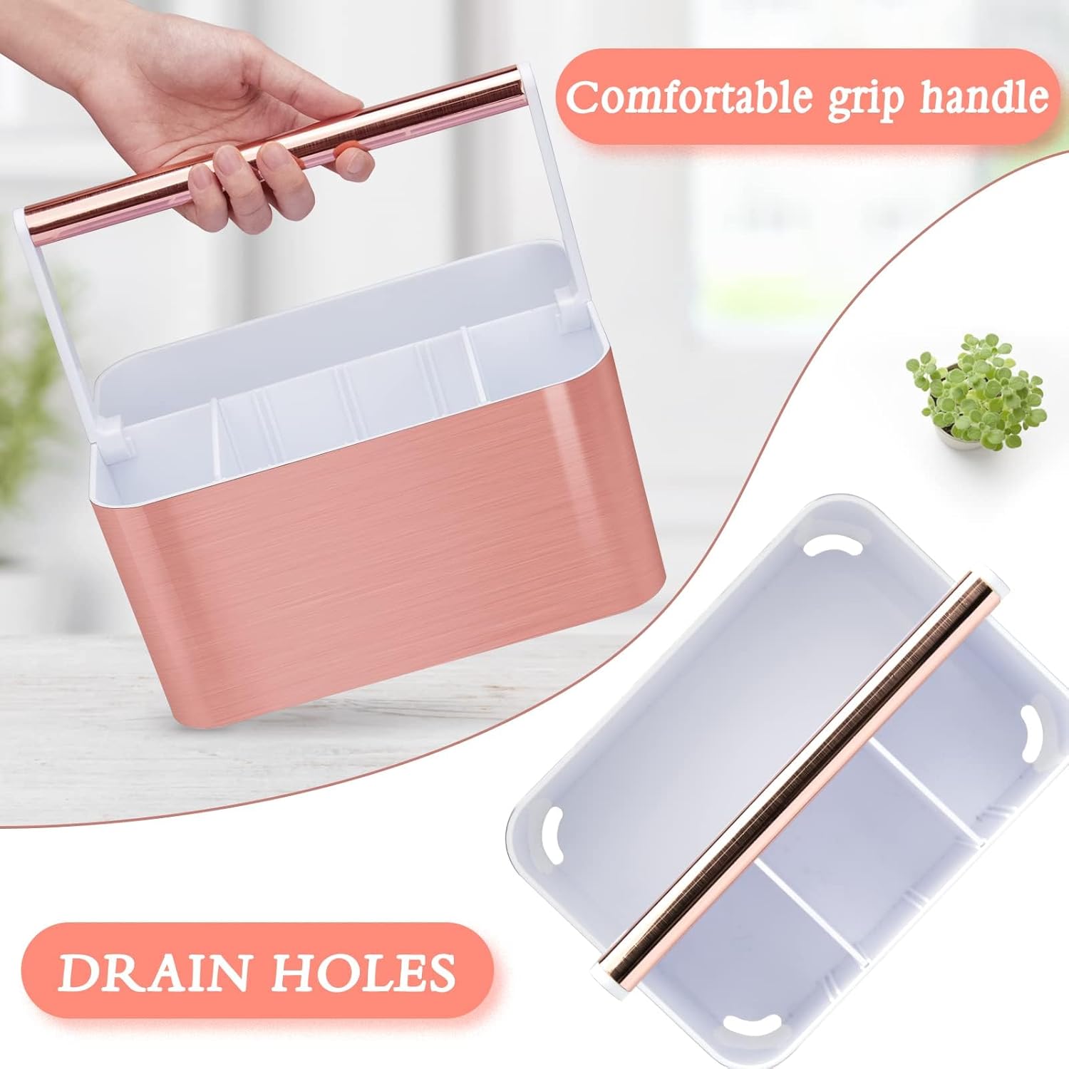 Portable Shower Caddy Tote with Handles Pink