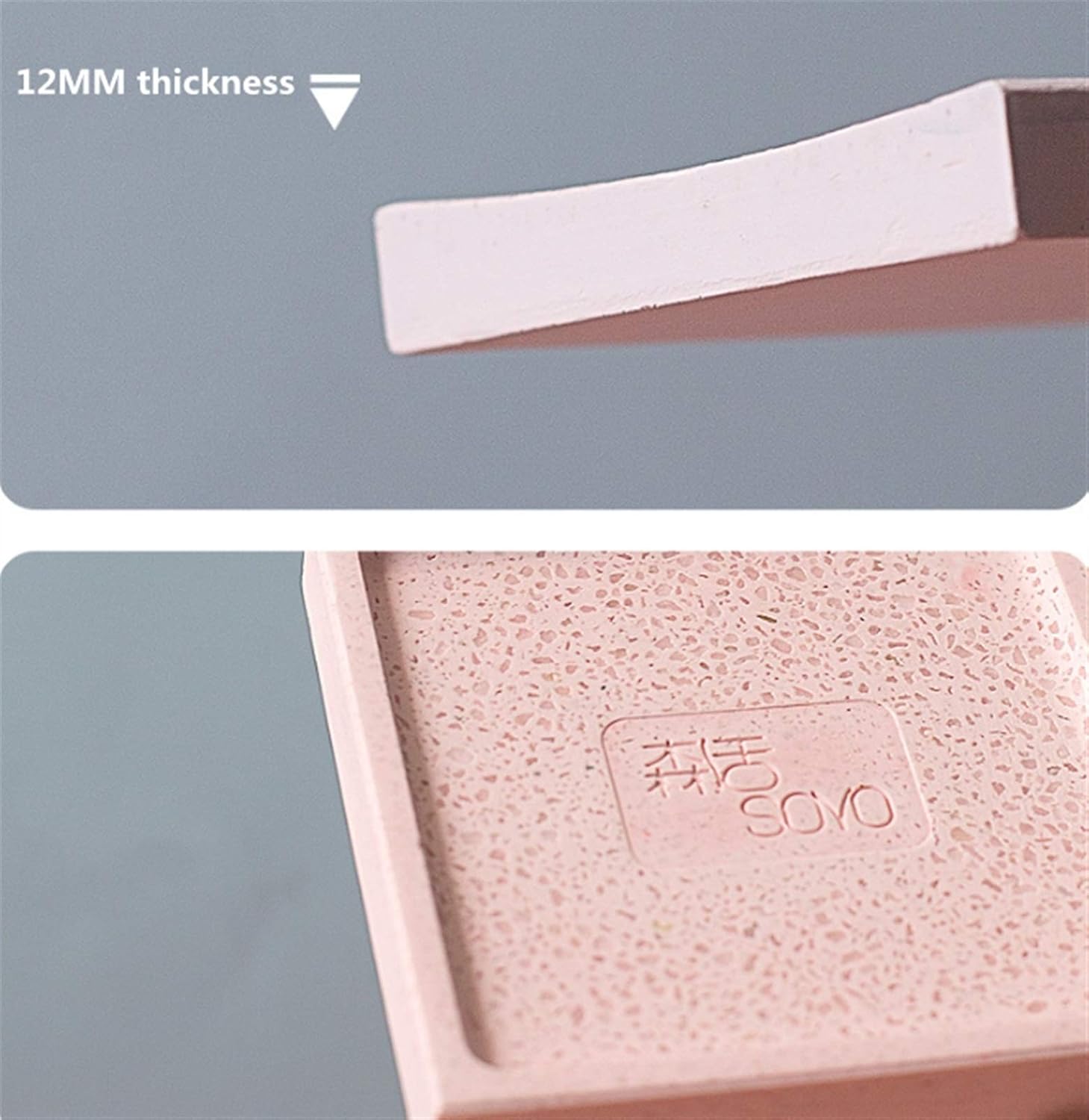 JUNMIN Diatomite Soap Dish Rectangle Pink