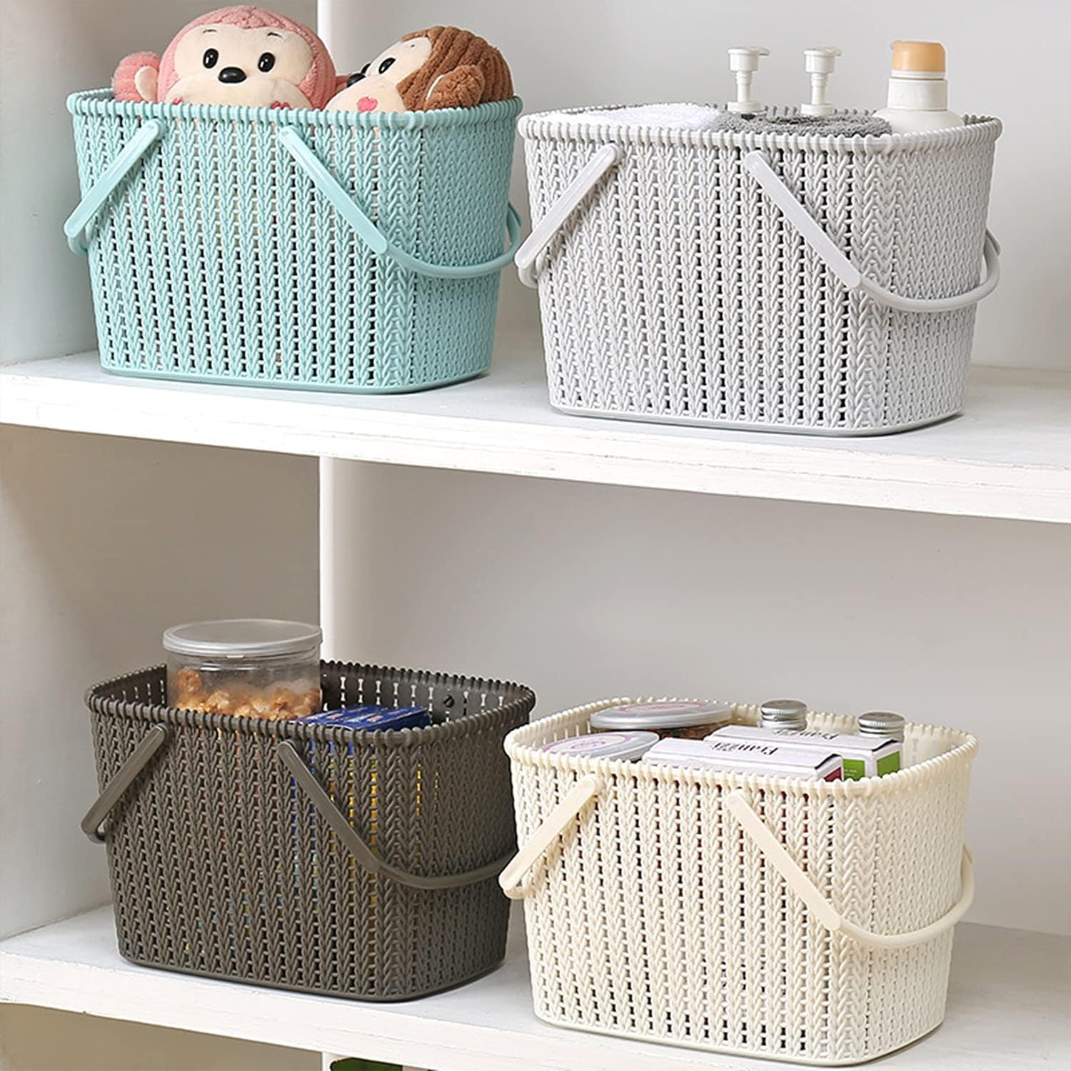 HOUZHeng Portable Rattan Shower Caddy with Dual Handles