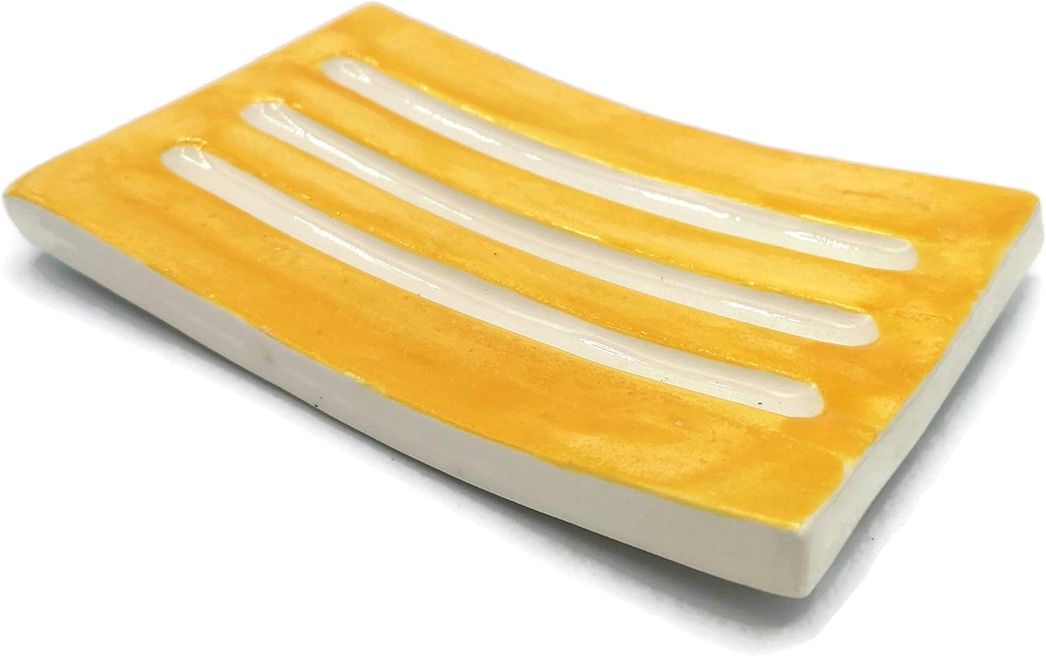 Handmade Yellow Ceramic Bar Soap Dish