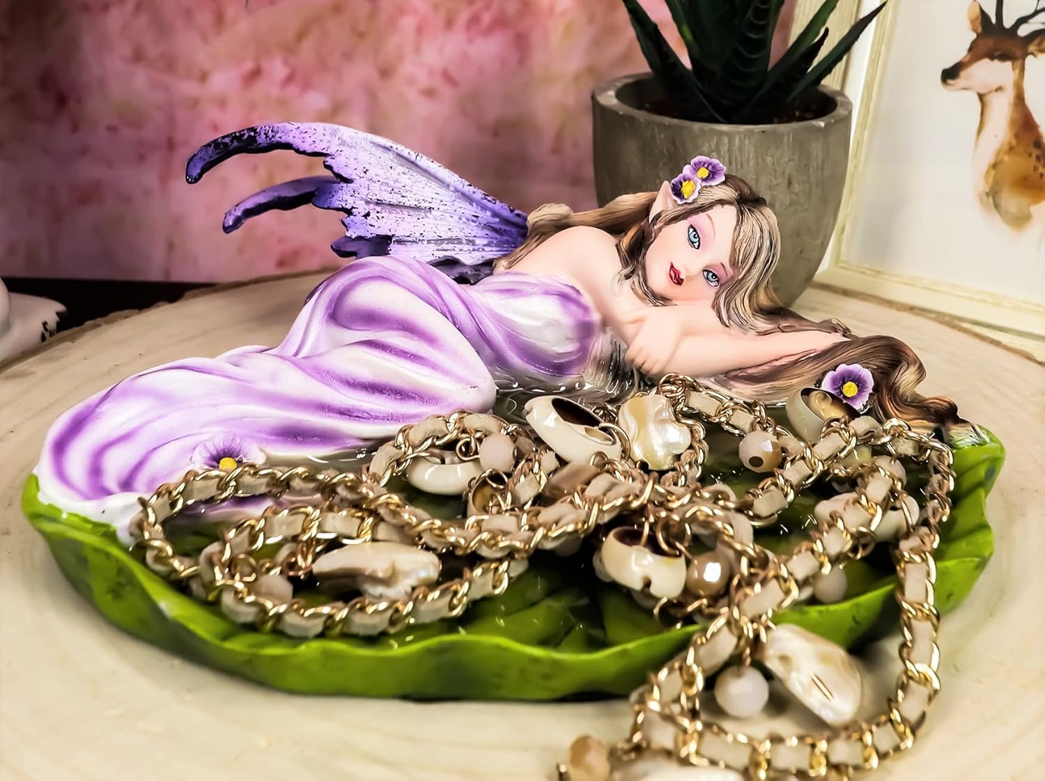 Ebros Under the Starry Night Lavender Fairy Soap Dish Figurine