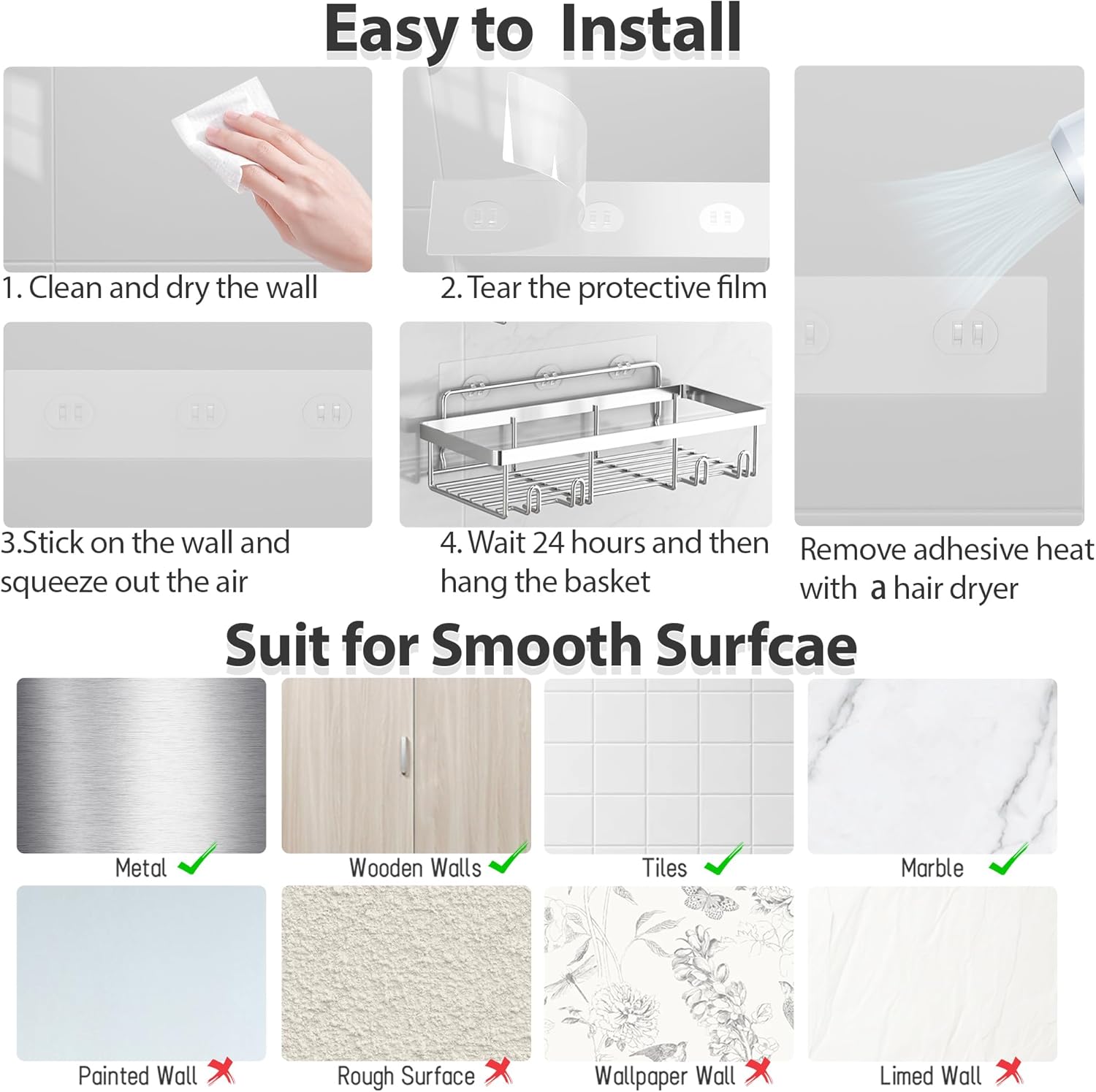 Organizing Shower Bench 10 Pack rustproof stainless steel