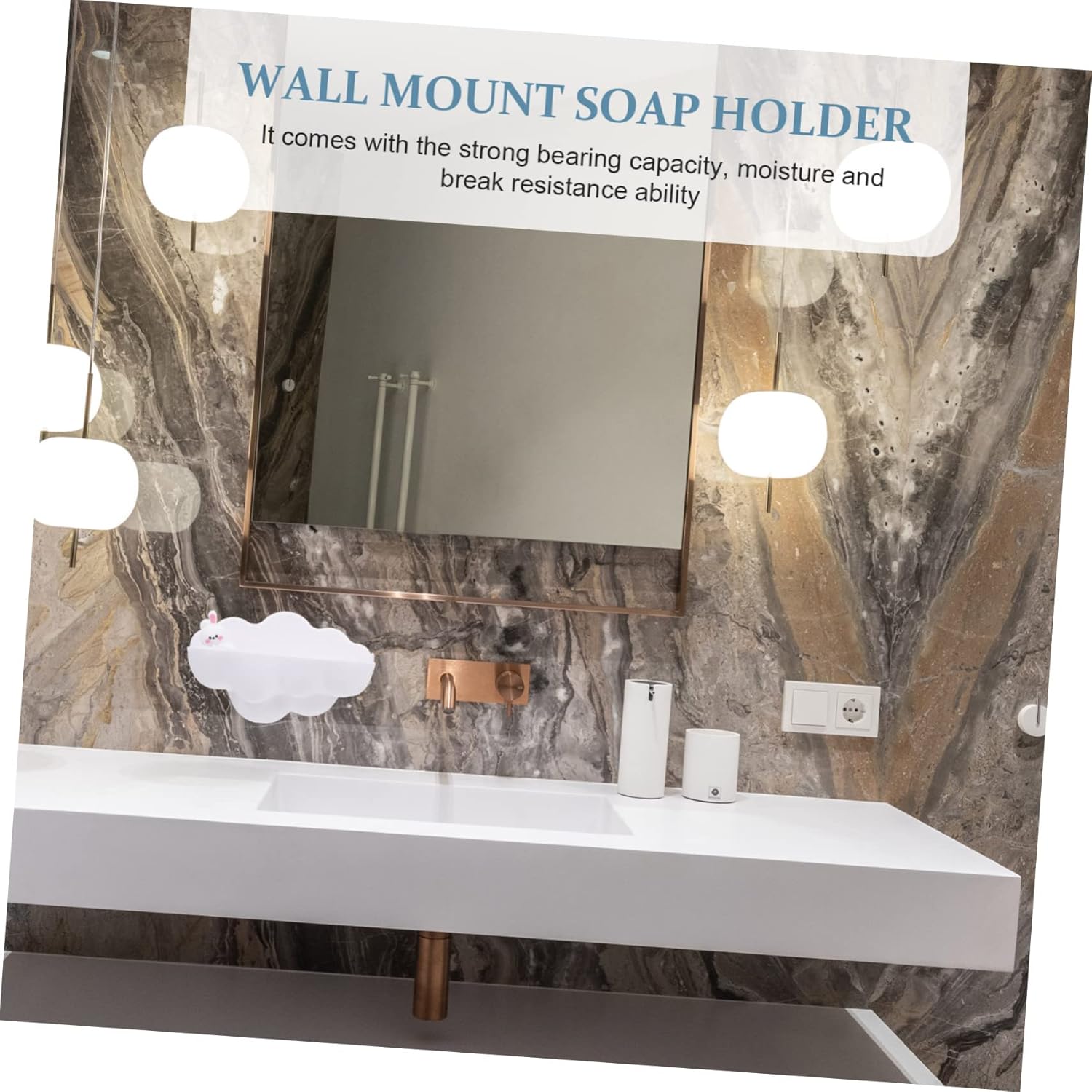 Homoyoyo Cartoon Cloud Wall-Mounted Soap Dish Punch Holder Self-Draining Design