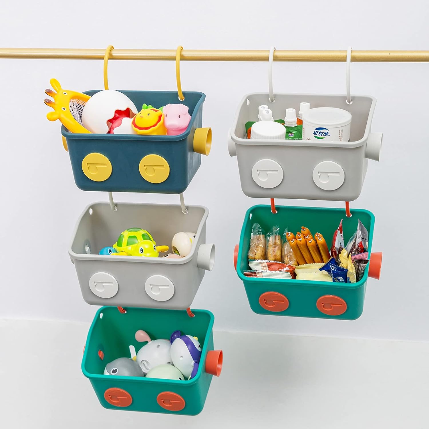 LUFOFOXBath Toy Storage Organizer Basket Detachable 3-Layer Kids Hanging Toy Caddy