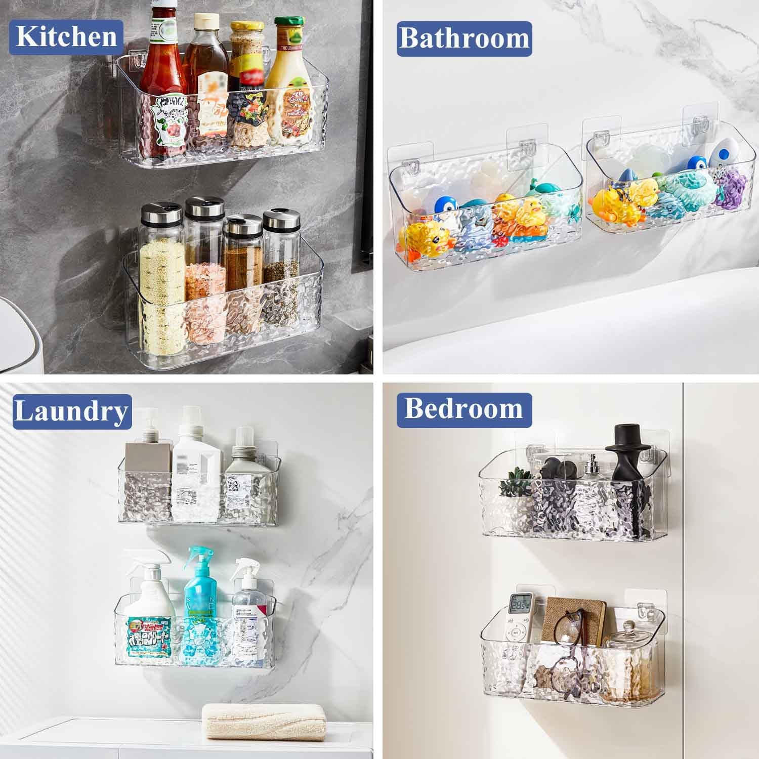 Eunion Adhesive Shower Caddy - Durable Organizer for Bath Bathtub