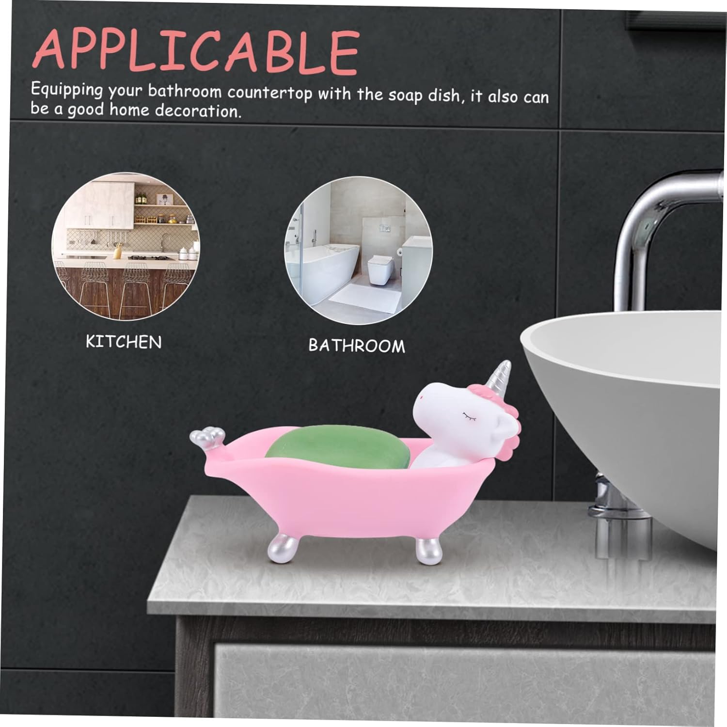 Kids Playful Unicorn Accordingly Shaped Acrylic Bar soap Dish