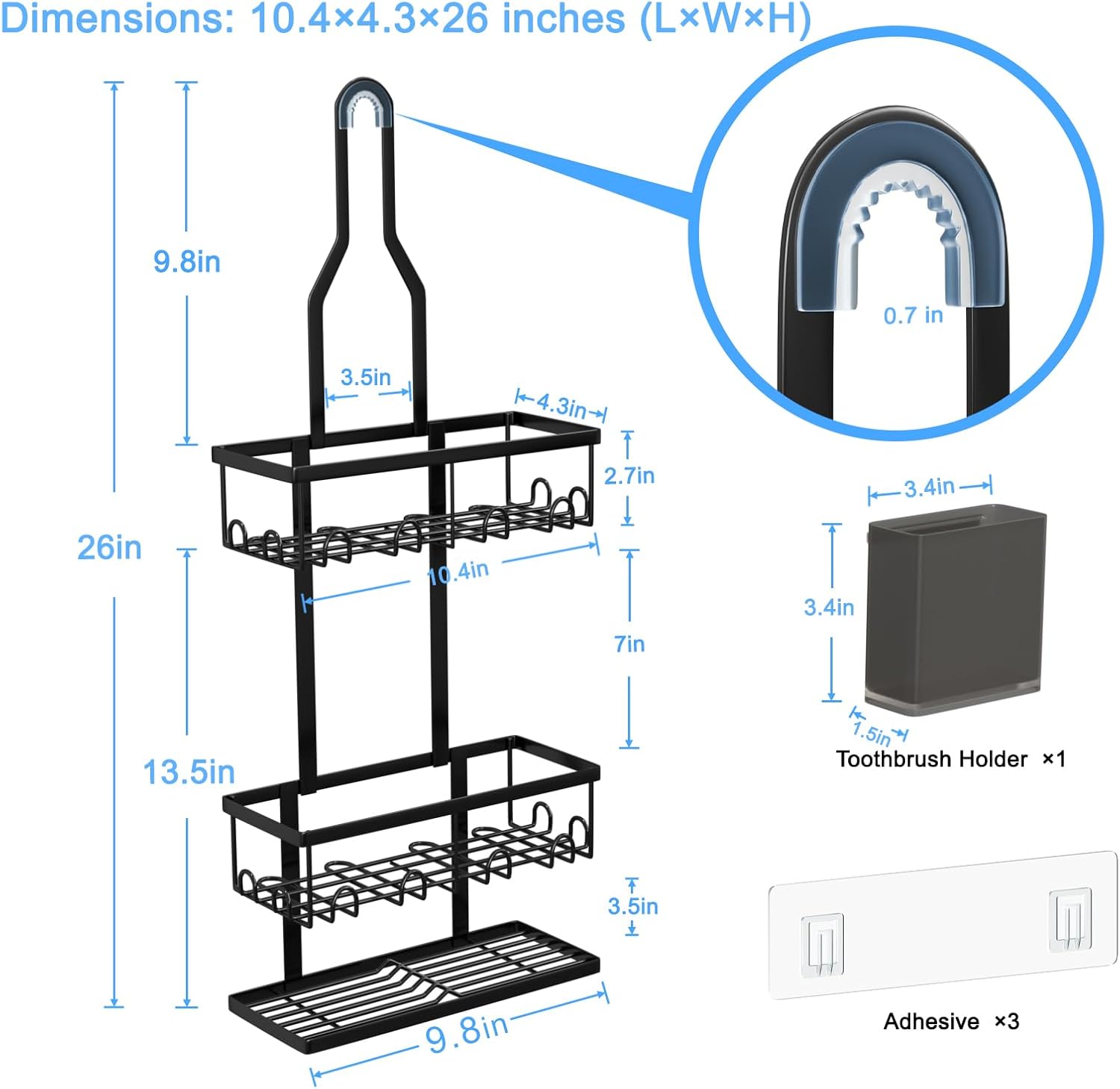 Stylish 3-Tier Hanging Shower Caddy for Your Bathroom