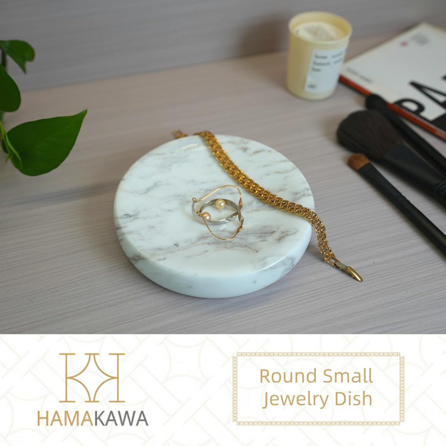 Natural Marble Soap Dish Carrara White Round Holder for Bathroom and Kitchen