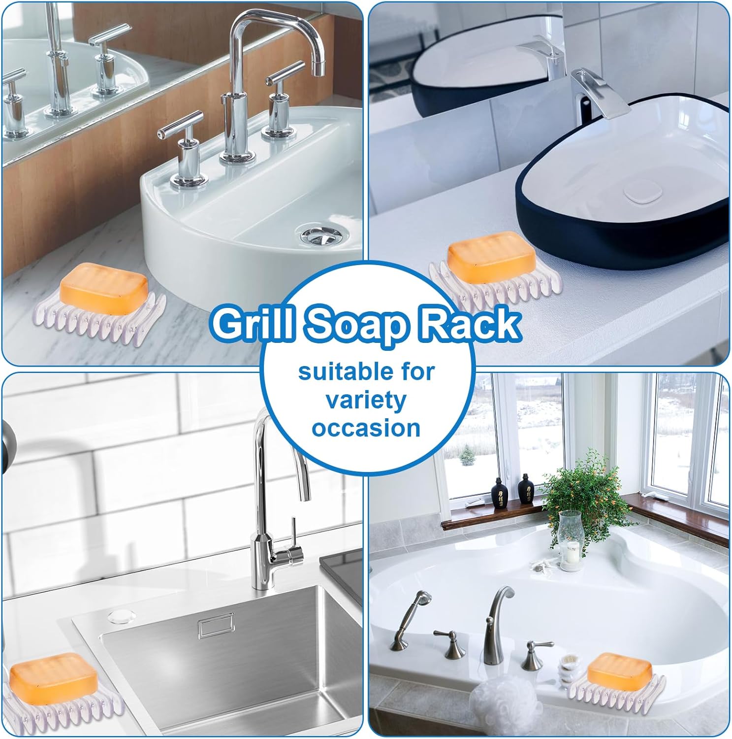 Gjinxi Self-Draining Soap Dish Holder 2-Pack Clear Plastic