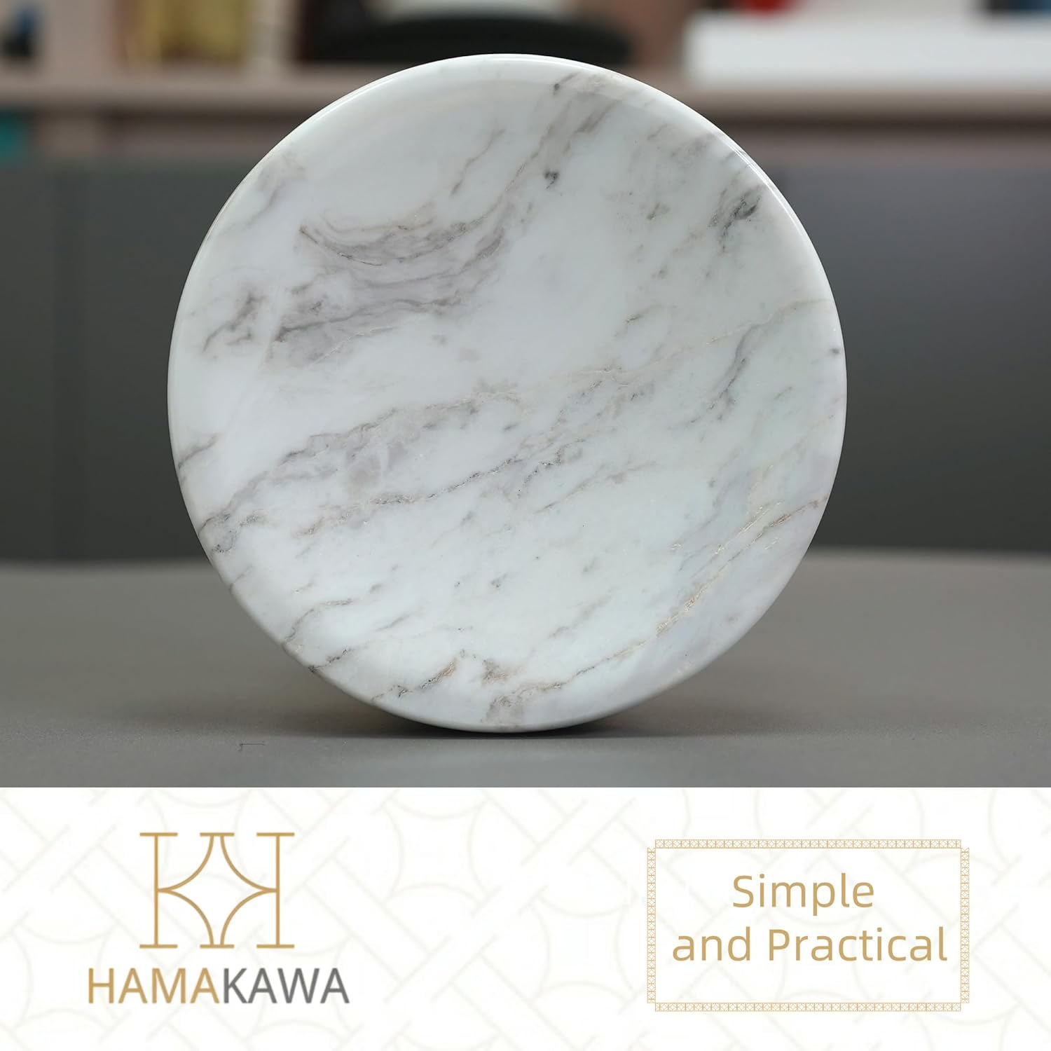 Natural Marble Soap Dish Carrara White Round Holder for Bathroom and Kitchen