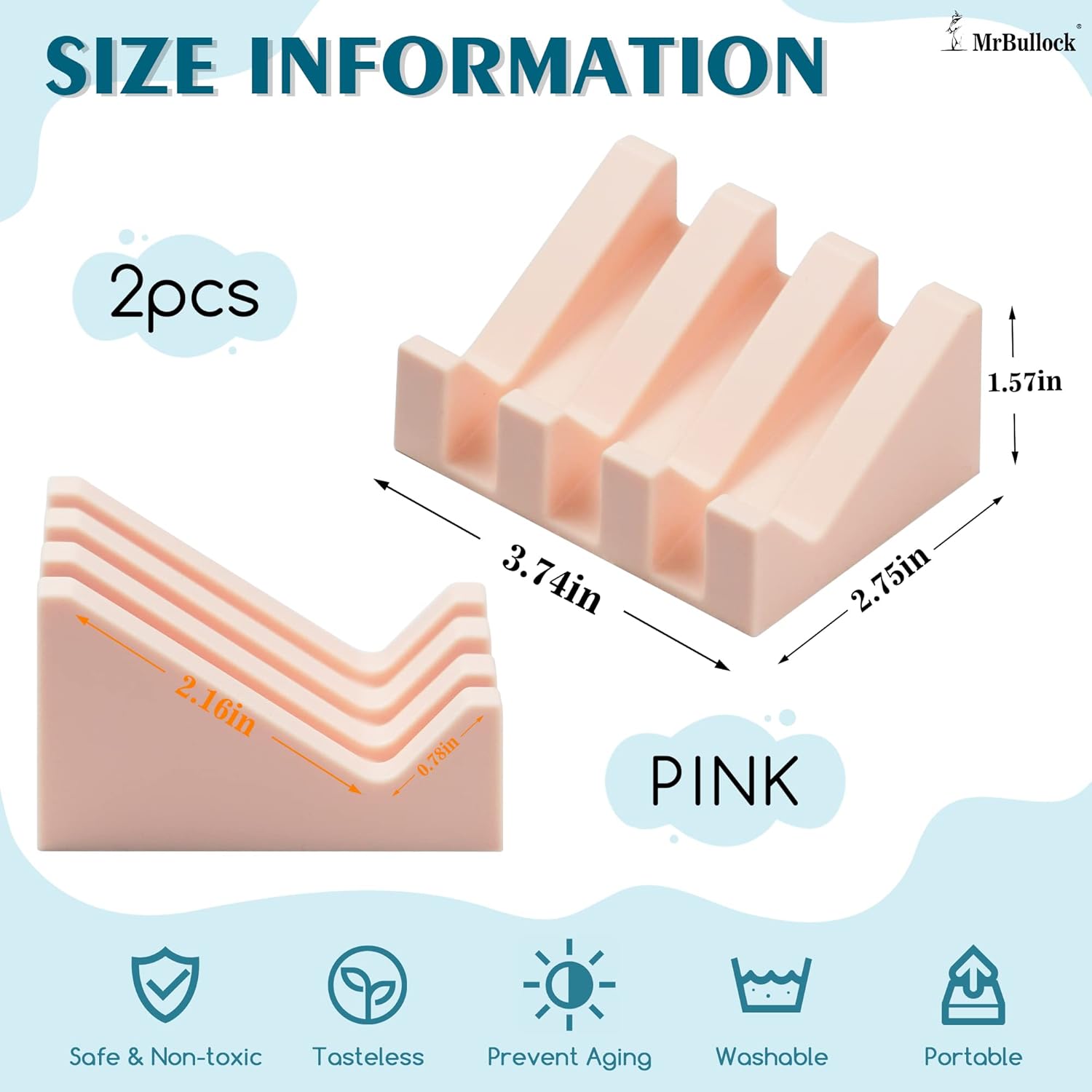 Two-Piece Pink Silicone Soap Dish