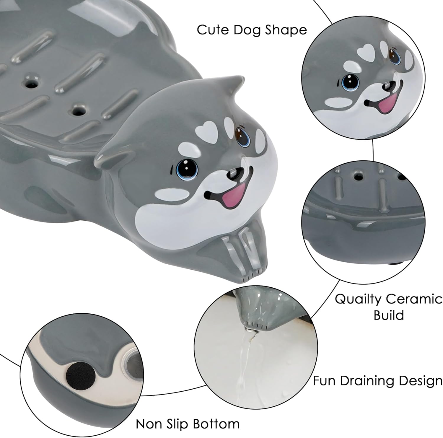 Ceramic Soap Dish Siberian Husky