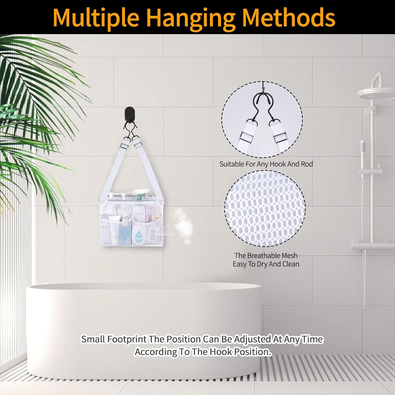 4 Storage Pockets Adjustable Mesh Bathroom Bag