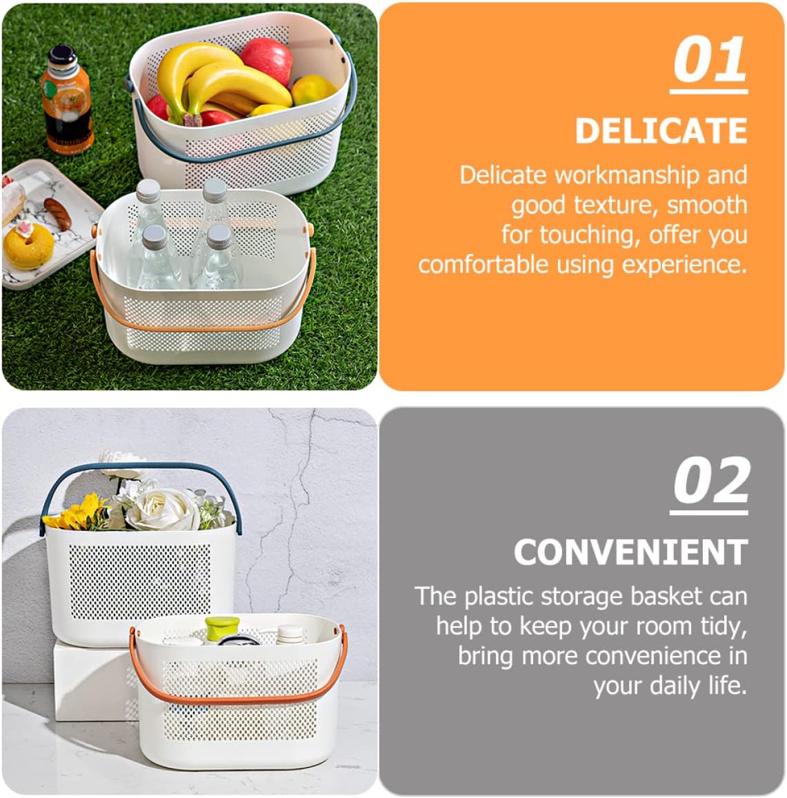 Garneck Storage Basket - Portable Organizer for Bathroom and Kitchen Essentials