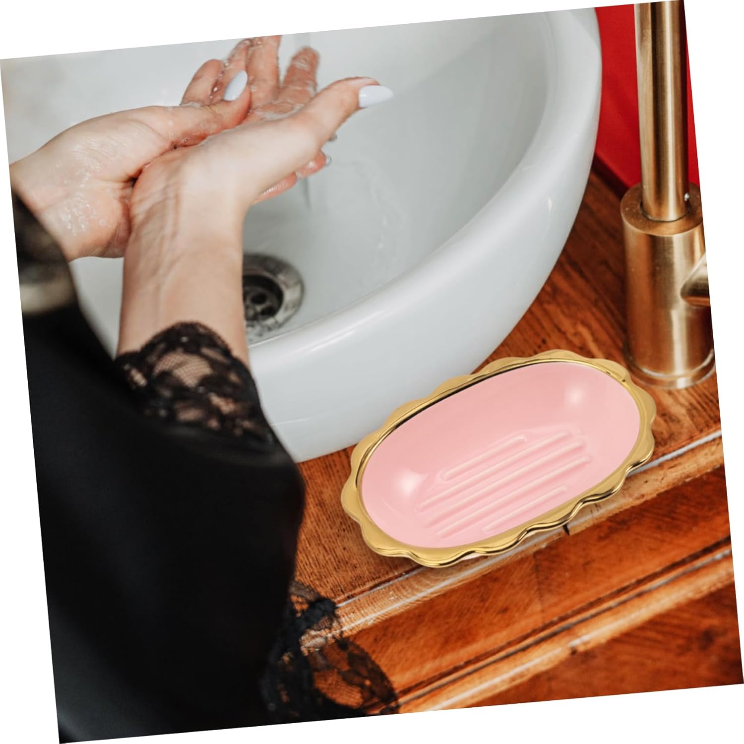 Zerodeko Ceramic Soap Dish Luxury with Elegant Design for Home Kitchen