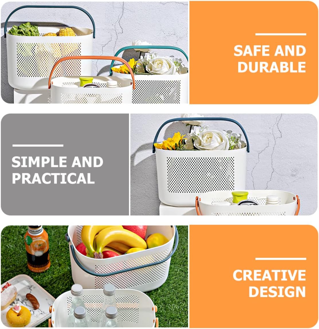 Garneck Storage Basket - Portable Organizer for Bathroom and Kitchen Essentials