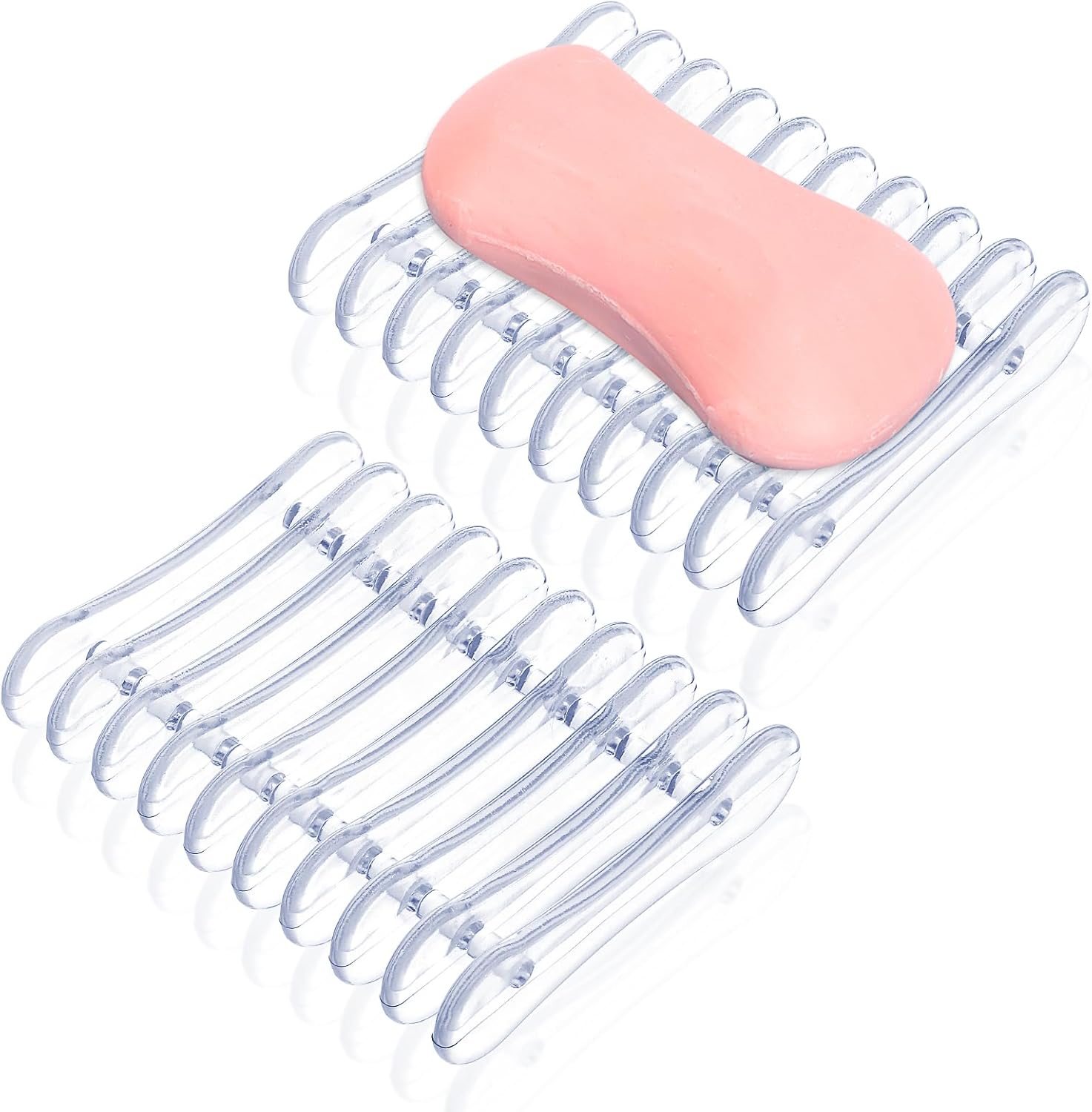Gjinxi Self-Draining Soap Dish Holder 2-Pack Clear Plastic