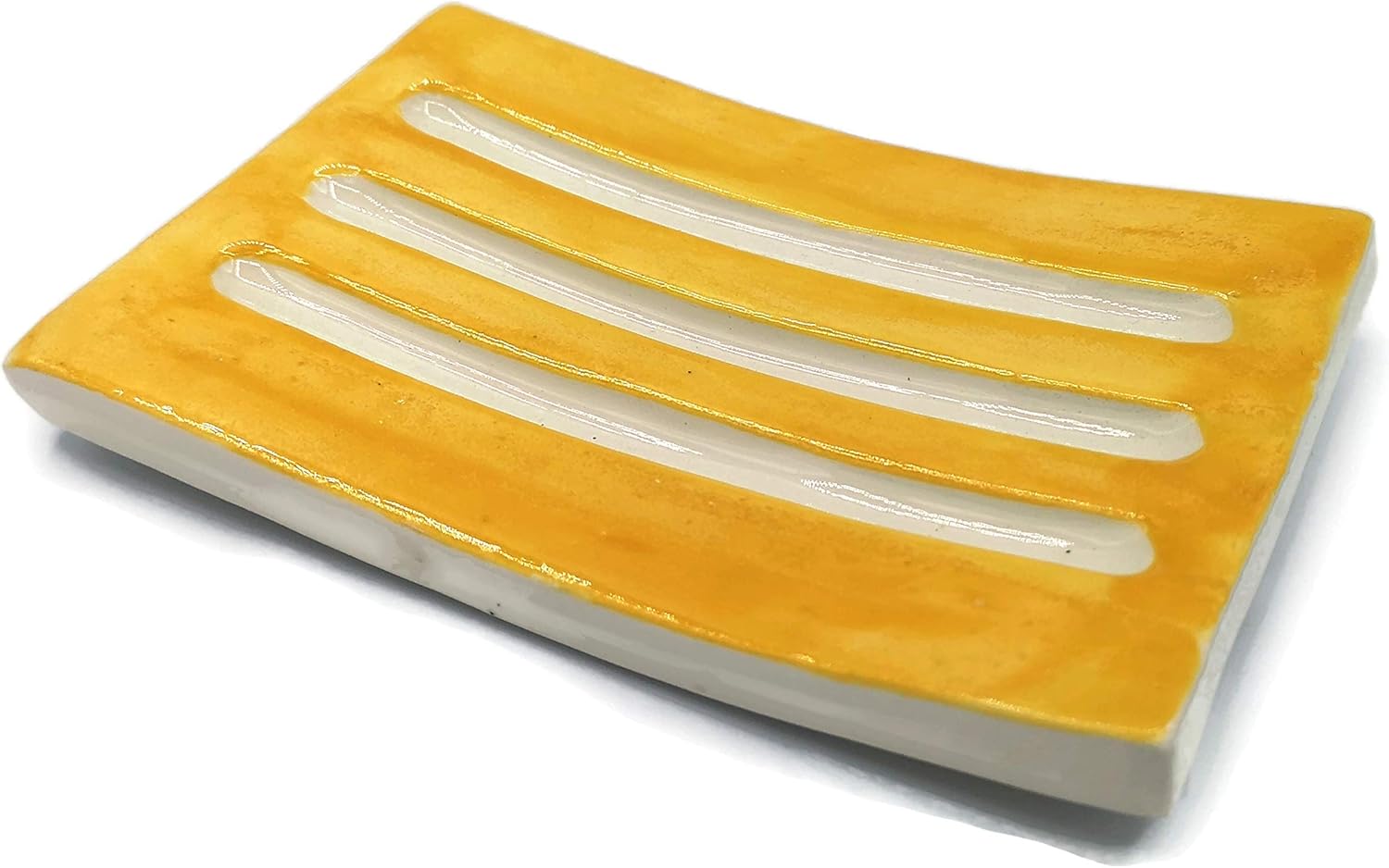 Handmade Yellow Ceramic Bar Soap Dish