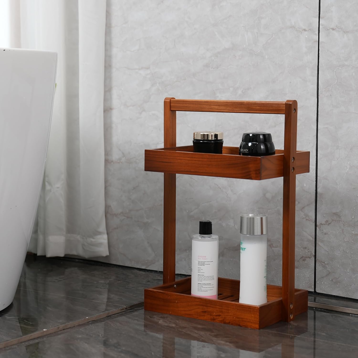 Utoplike Countertop Teak Wood Organizer