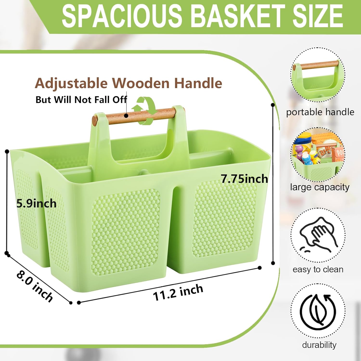 Haundry 3 Compartment Shower Caddy Organizer with Handle Portable Bathroom Essential Organizer