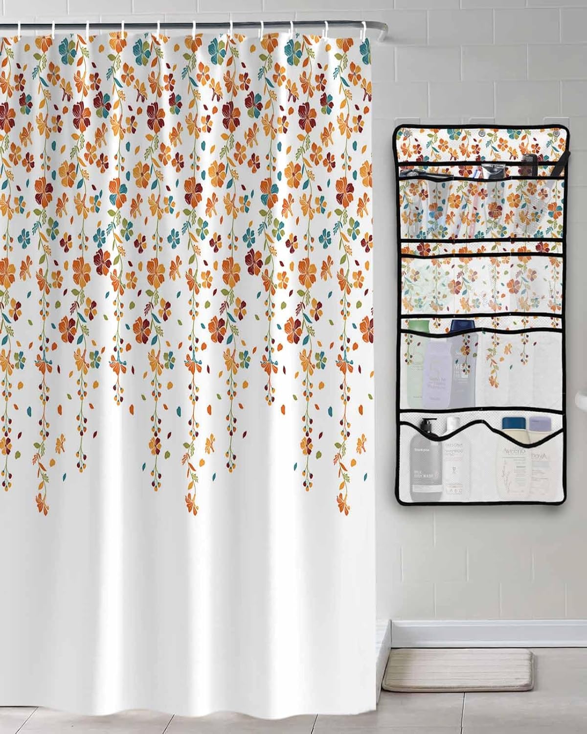 Sleek Mesh Organizer in Botanical Floral Design