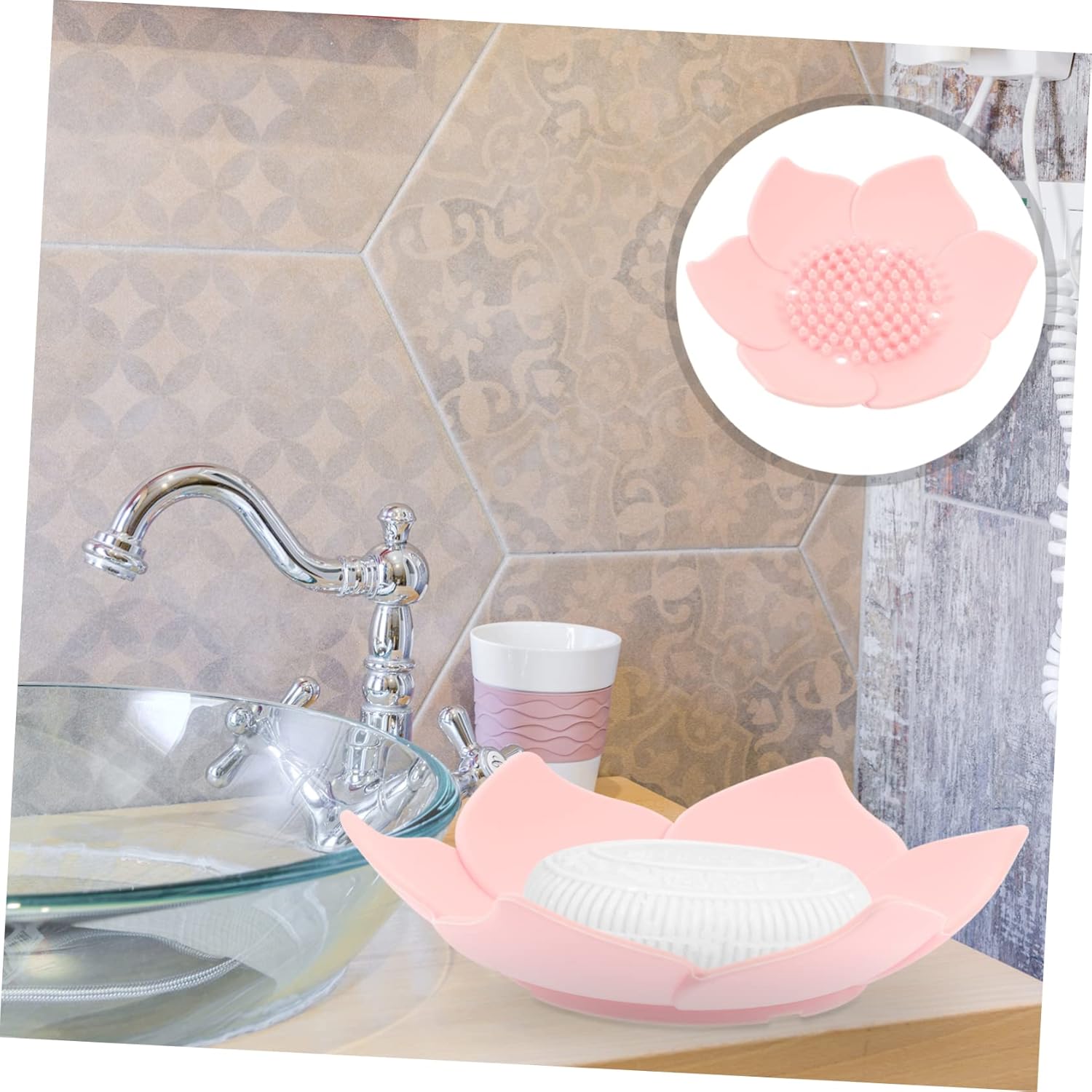 Floral Soap Box with Silicone Base and Drainage