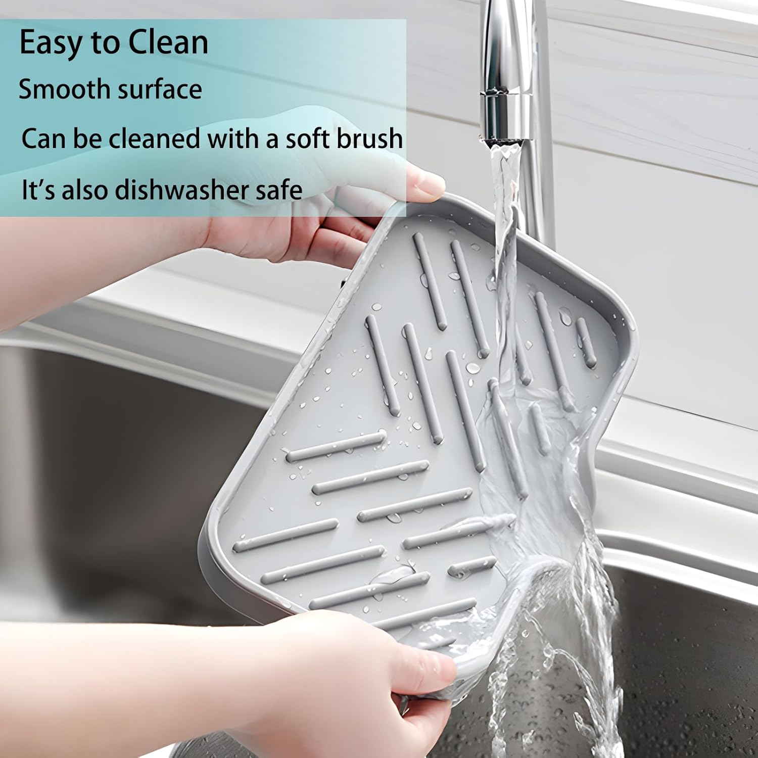 Durable Silicone Soap Dish with Drain Spout for Bathroom Sink