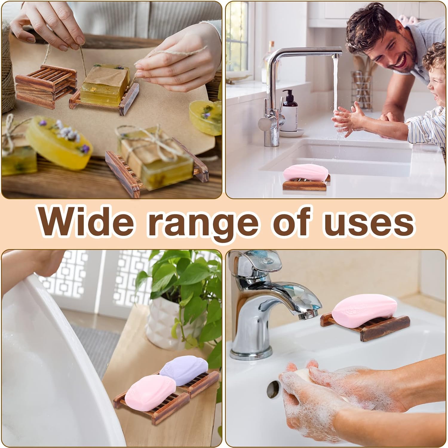 70-Piece Bamboo Wooden Soap Disk Organizer