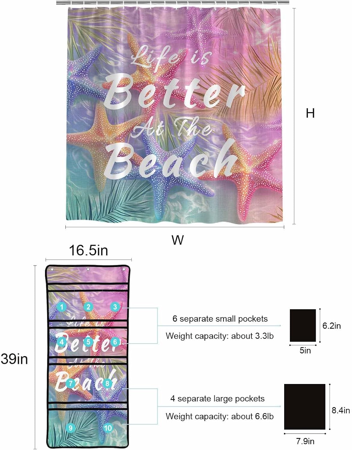 ZFUNCING Summer-Marine Mesh Shower Organizer Set