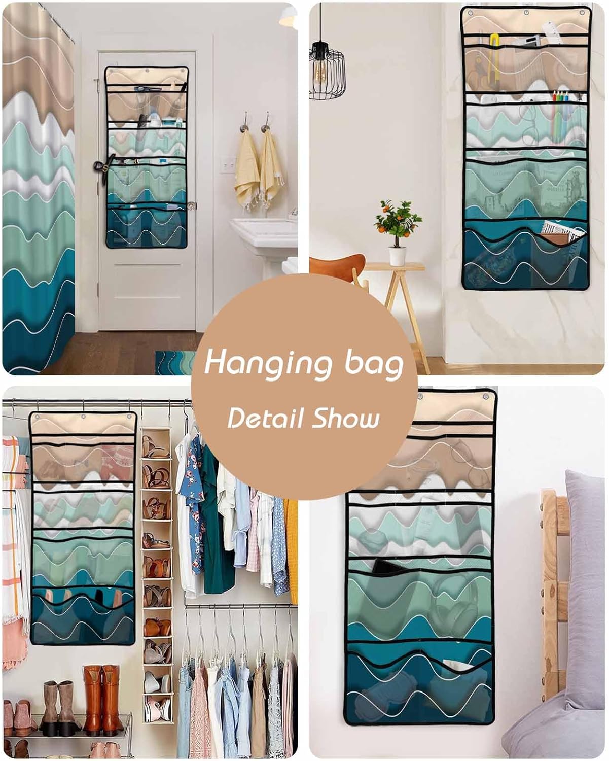 Quick Mesh Shower Caddy with 10 Storage Pockets for Bathroom Organizer