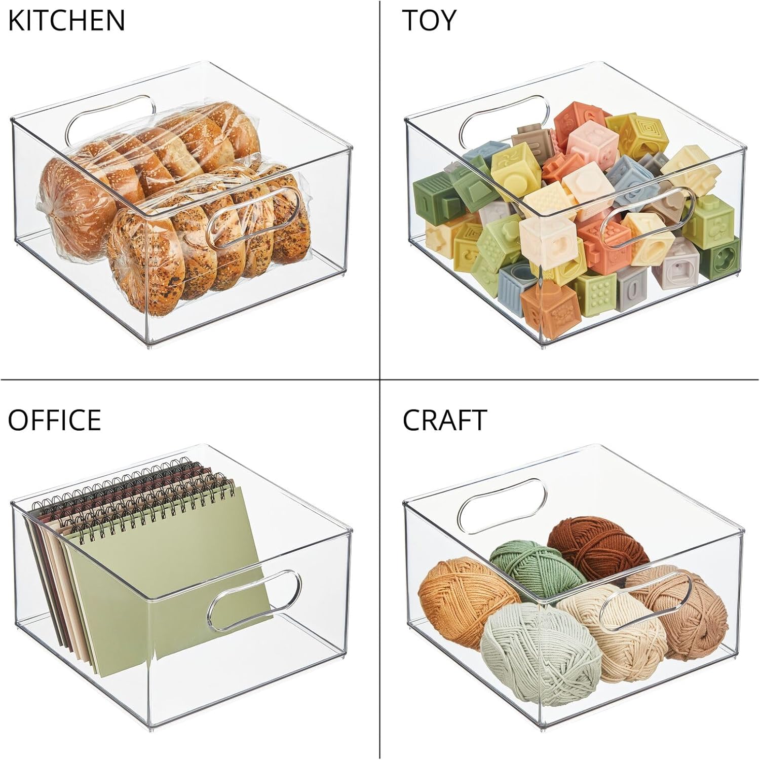 mDesign Deep Plastic Stackable Storage Organizer Bin for Bath