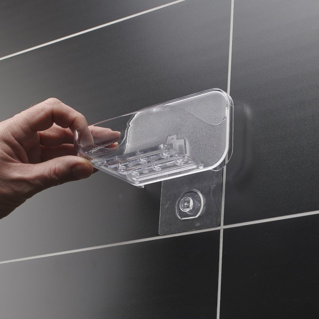 Addis Invisifix Bathroom Soap Dish Holder Translucent 95 x 12 x 8 cm