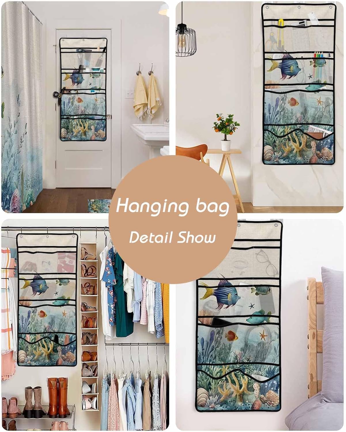 Stylish Mesh Shower Organizer with 10 Storage Pockets and Water_repellent Design