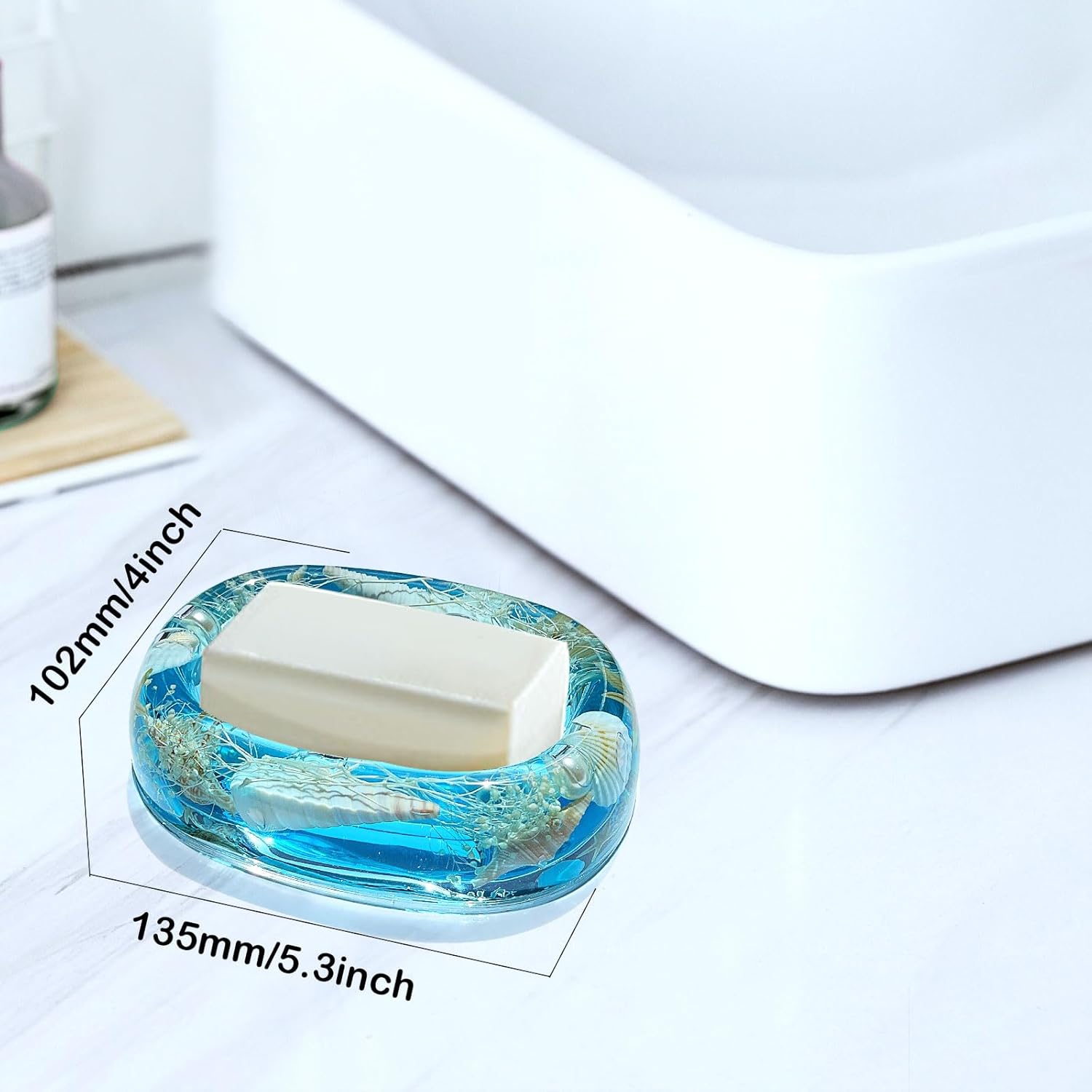 FONMY Acrylic Soap Dish with Nature Seashell Design