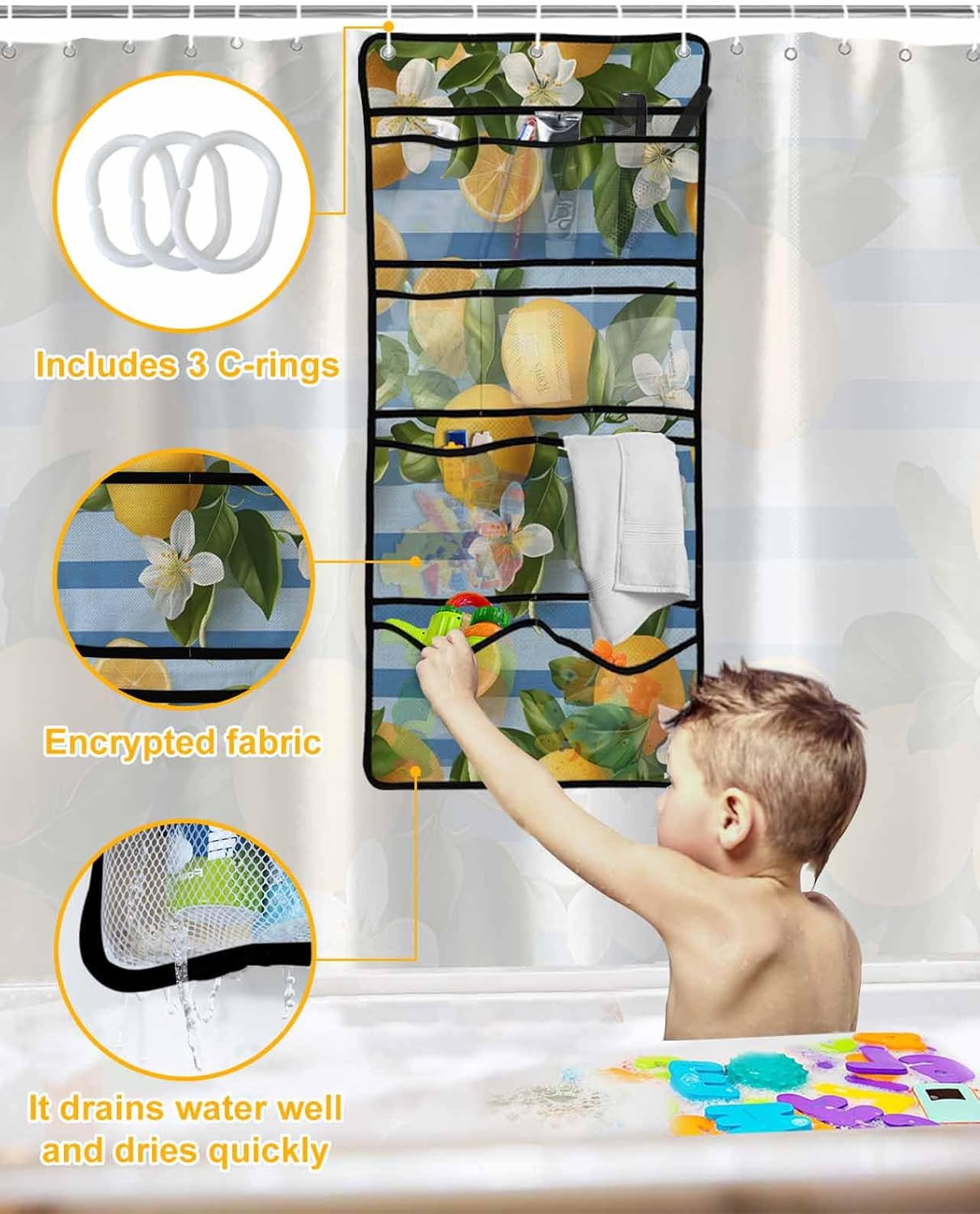 Multi-functional mesh shower caddy for bathrooms kitchens more