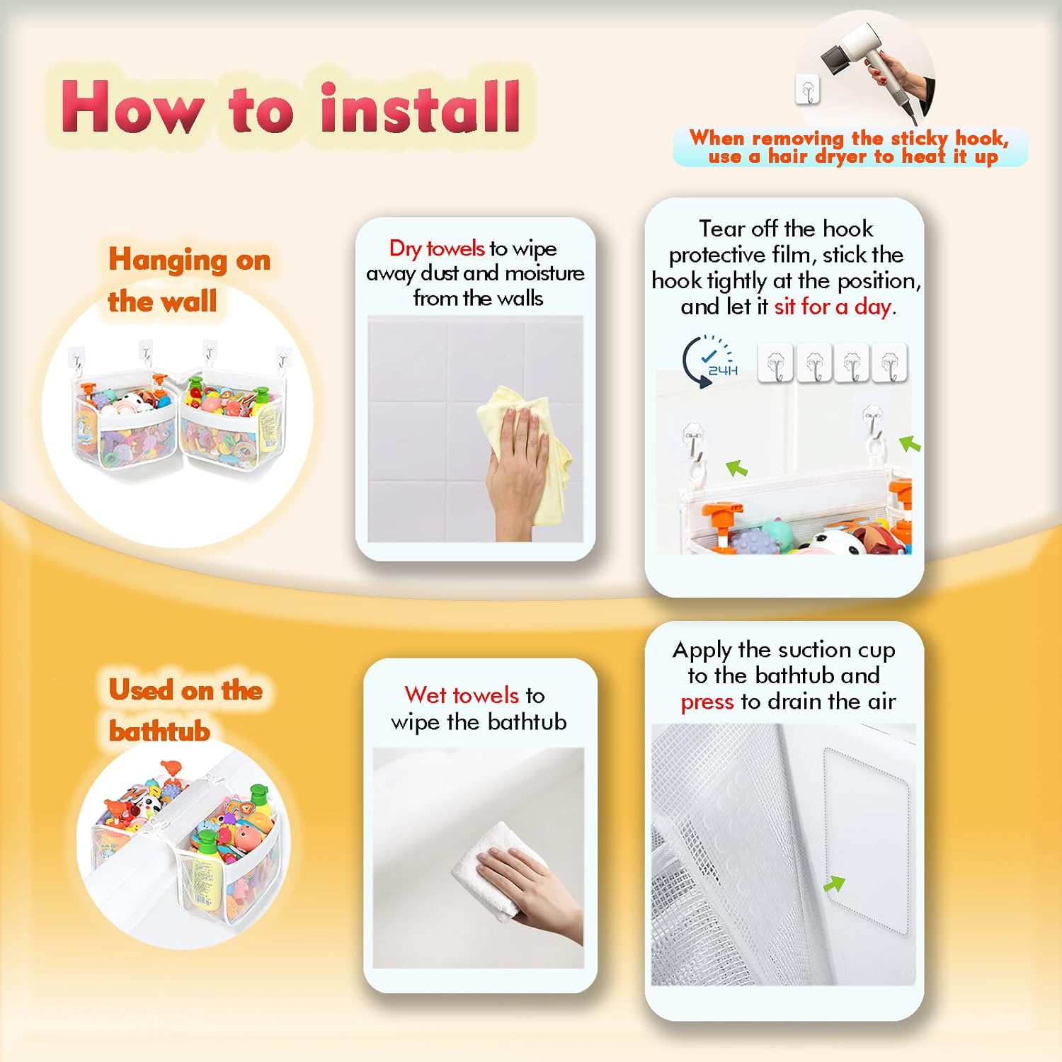 Multi-Use Bath Toy Organizer - Corner Wall Mount