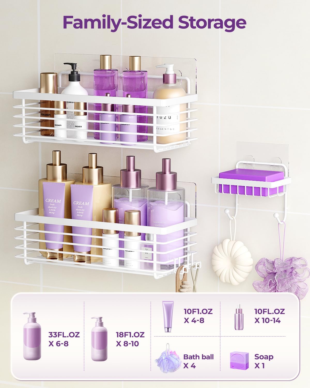3-Pack Stainless Steel Shower Caddy