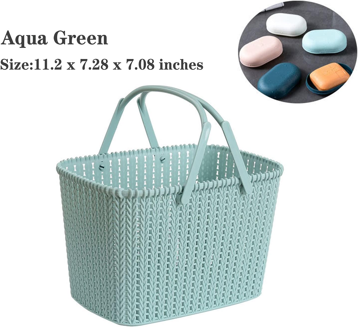 HOUZHeng Portable Rattan Shower Caddy with Dual Handles