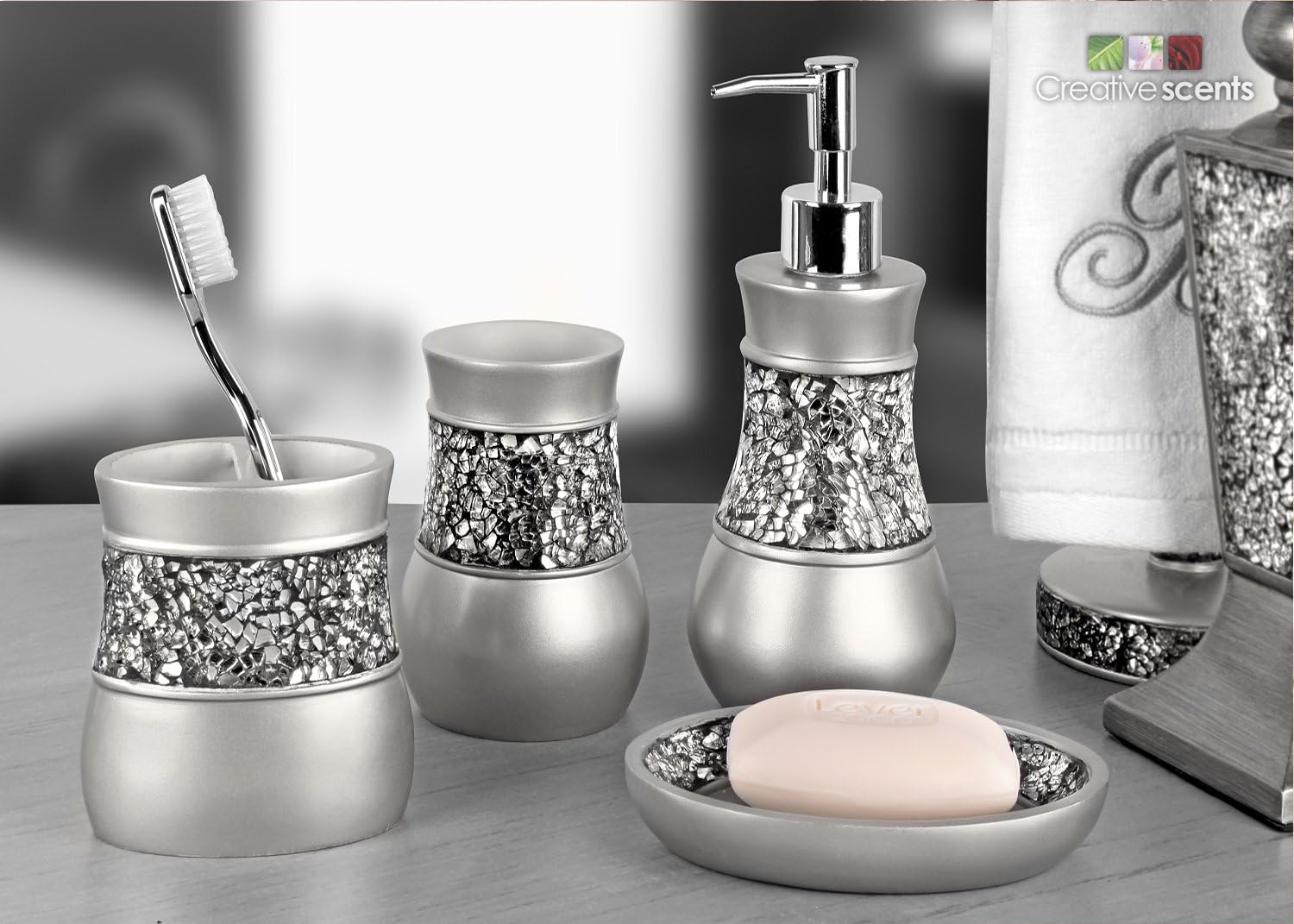 Crackled Glass Soap Dish for Bathroom Decor