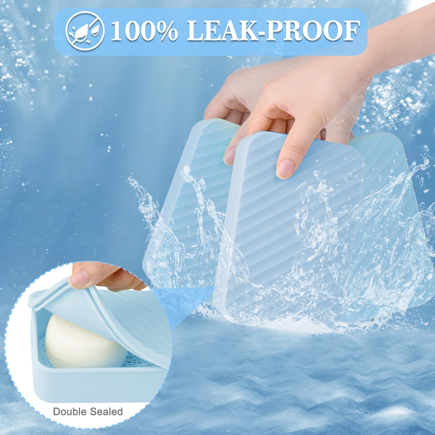 Upgrade 100 Leak-Proof Travel Soap Case Light Blue