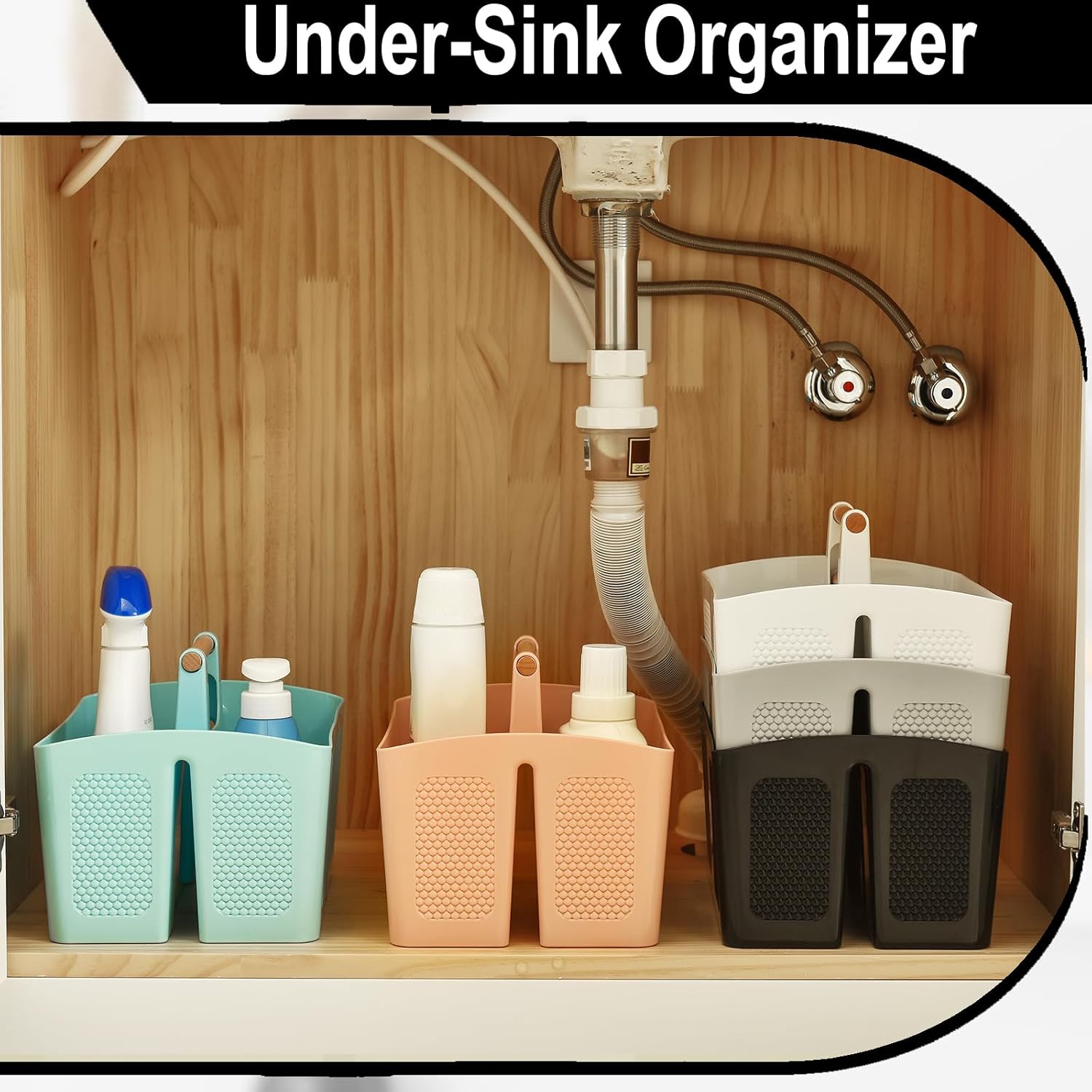 Haundry 3 Compartment Shower Caddy Organizer with Handle Portable Bathroom Essential Organizer