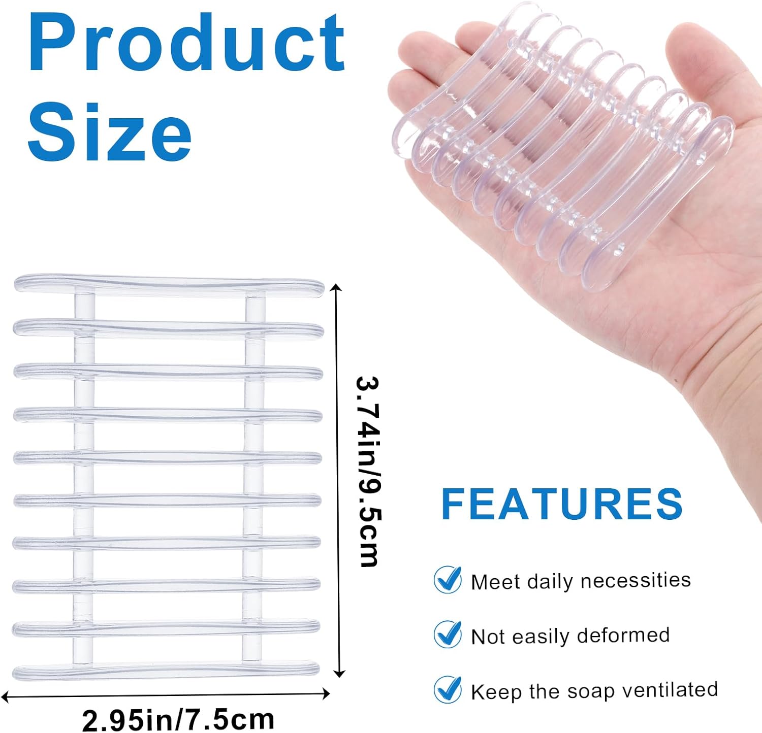 Gjinxi Self-Draining Soap Dish Holder 2-Pack Clear Plastic