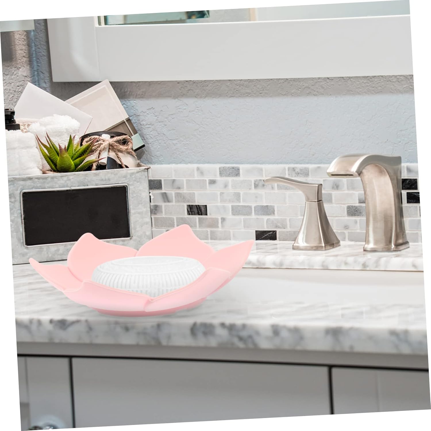 2-Piece Creative Silicone Soap Box Flower-Shaped Organizer