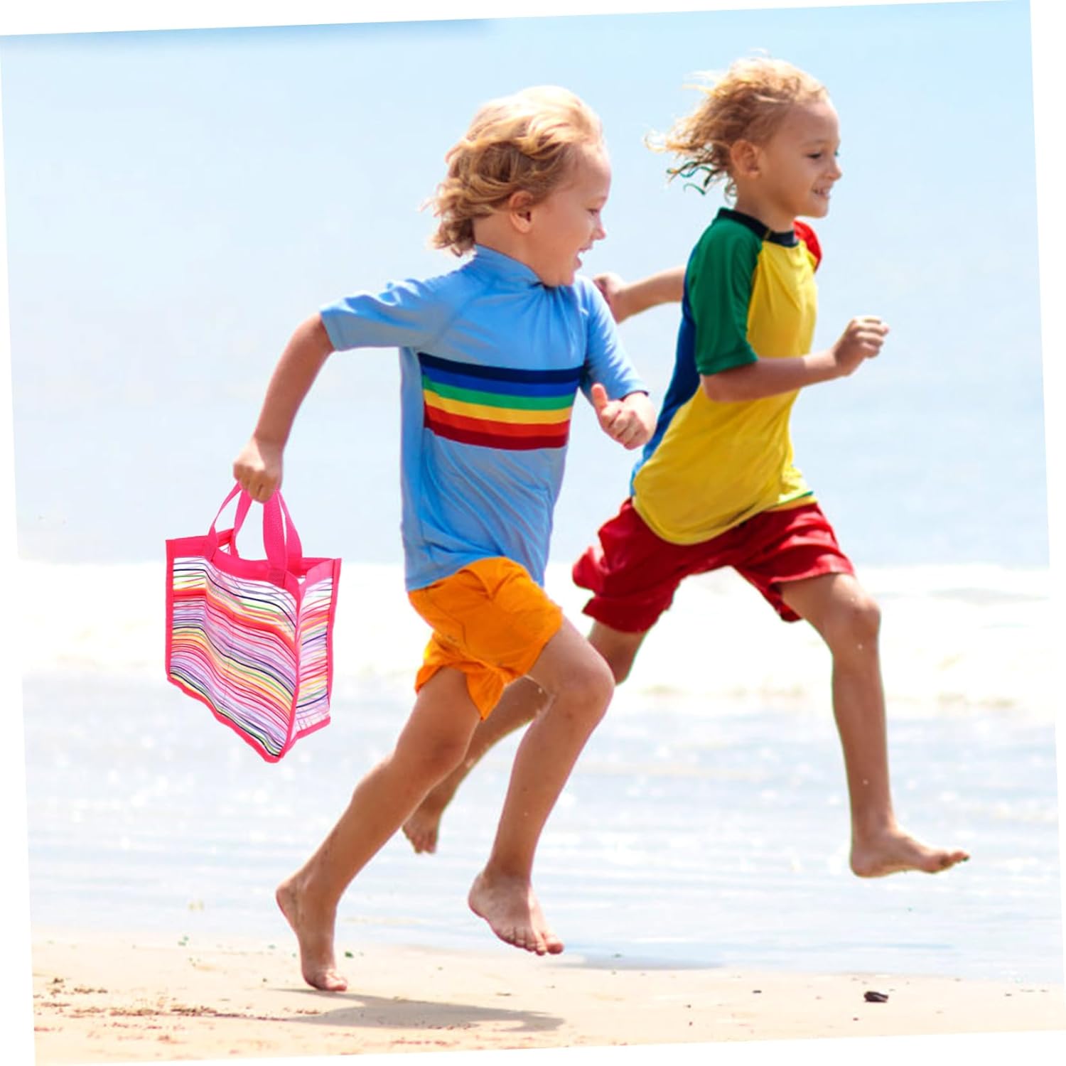 TOYANDONA Kids Beach Tote Bag with Mesh Lining