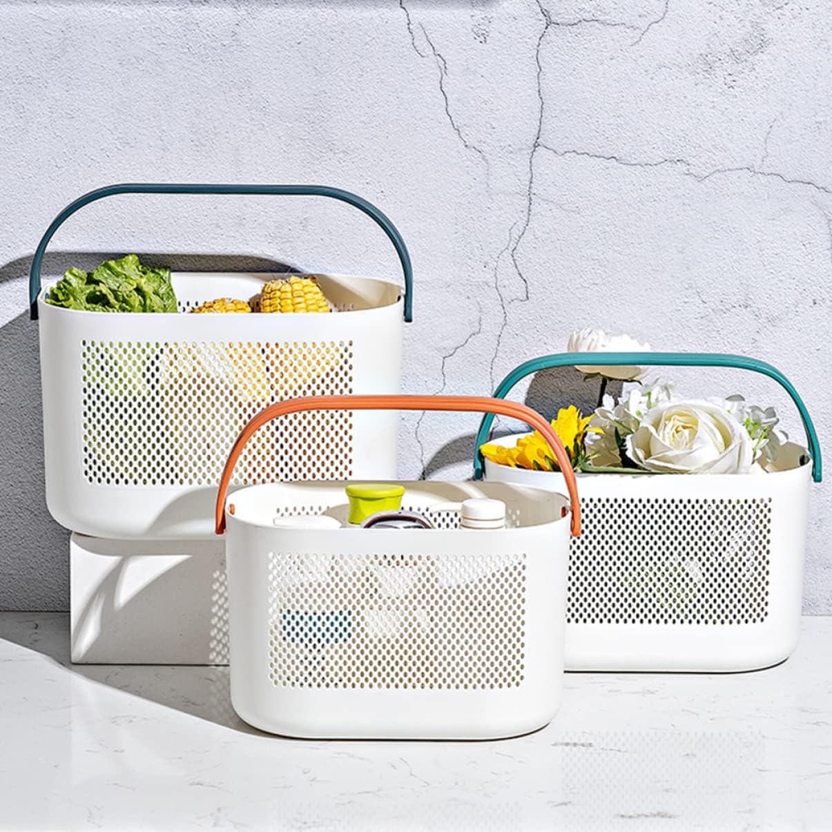 Garneck Storage Basket - Portable Organizer for Bathroom and Kitchen Essentials